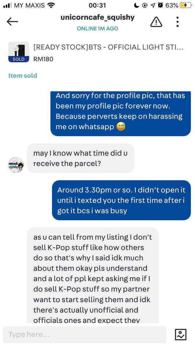 Fyi, i use Valak as my profile pic on whatsapp bcs perverts keep on harassing me there. NOTHING TO DO AT ALL WITH HER.When she said “idk”, so i got pissed again. IM ORDERING FROM YOU, NOT YOUR SUPPLIER! You didn’t say anything abt supplier or partner!!!