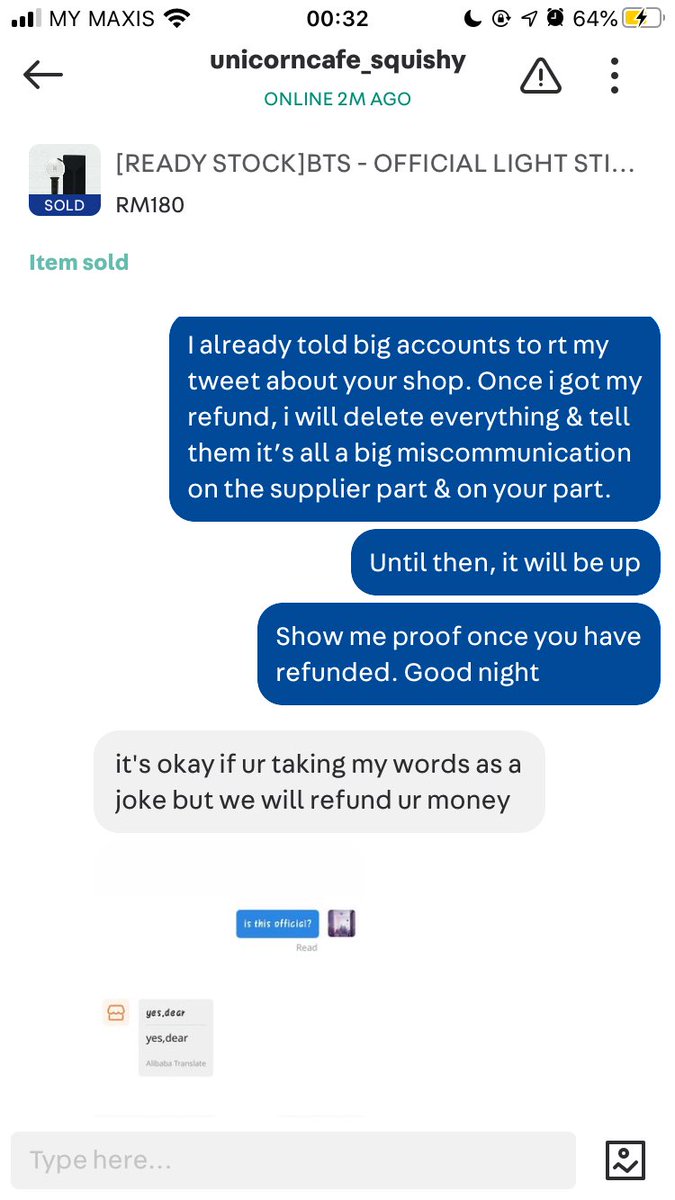 I want this to end but she keeps on replying & showing me pics. Things happened, that’s done.Can you just say sorry for not being transparent with me & you’ll refund it tomorrow & move on with lifeBtw her ‘dad’ texted me so i said shes giving unreasonable reasons as a seller.