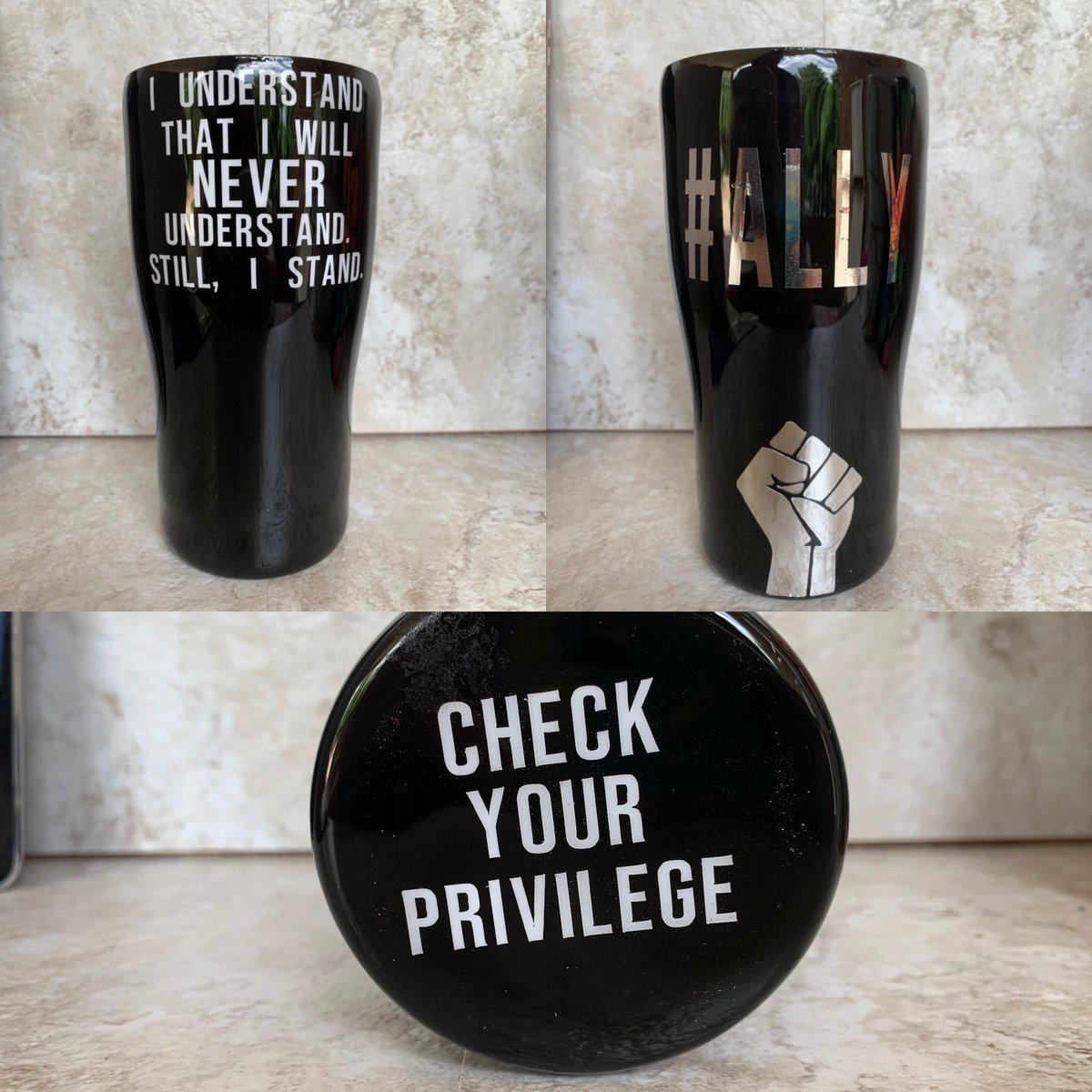 RaeRae2397's tweet photo. Y’all are more than welcome to come support my BLM raffle for the chance to win one of the 3 pictured cups! We included an Ally cup to make sure we stay as inclusive as possible! Tickets are just  $1 and a retweet is free 💜 #BeApartOfTheChange https://t.co/zW9Ml0EaPt