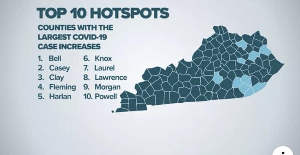 Eastern Kentucky, please be safe!  All the largest increases in cases are in our neck of the woods according to ⁦<a href="/WHAS11/">WHAS11 News</a>⁩