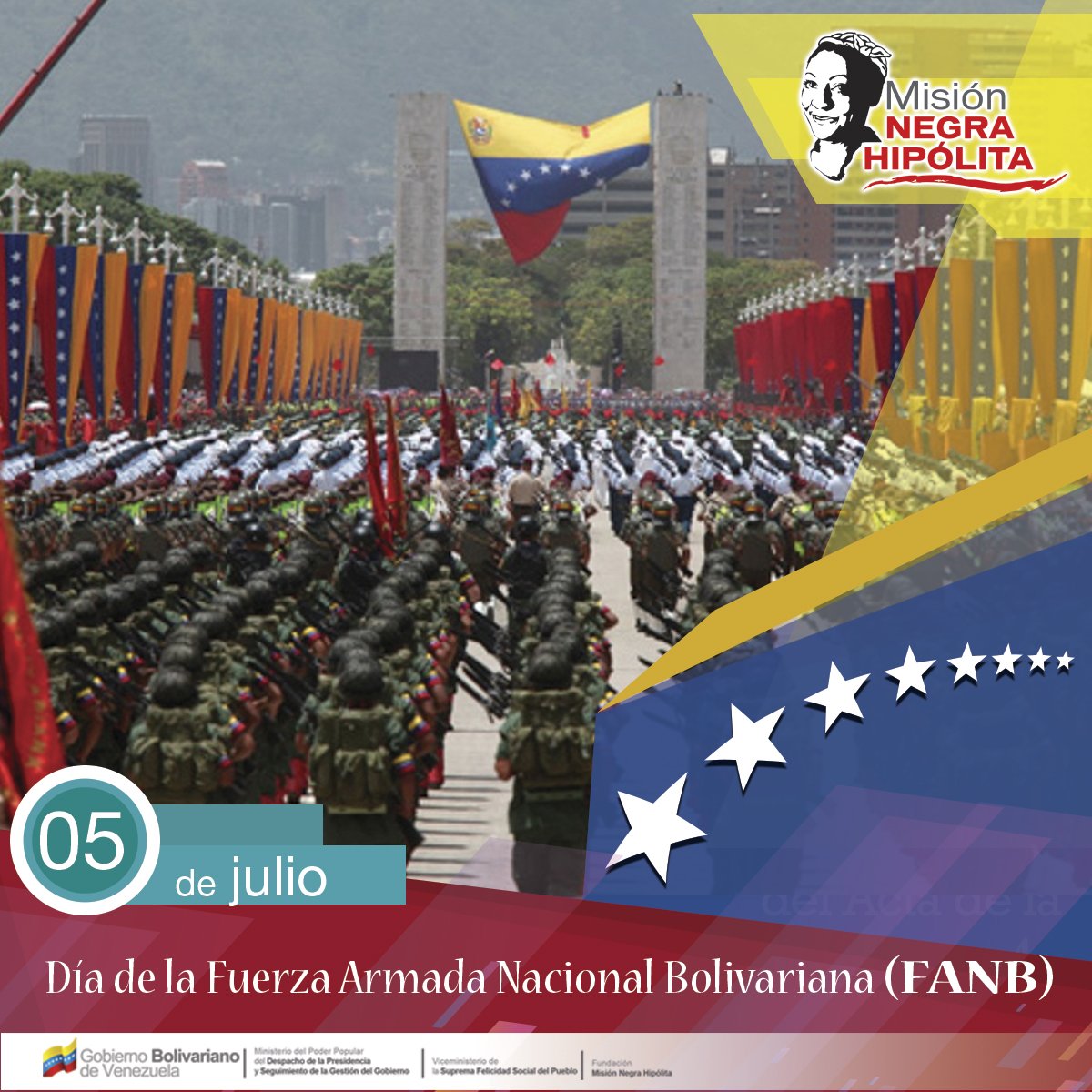 #Efemérides 05 de Julio Día de la Fuerza Armada Nacional Bolivariana de Venezuela (FANB)   #209AñosDeIndependencia  @pestanaajl @vmsfelicidad @MNegraHipolita @VTVcanal8