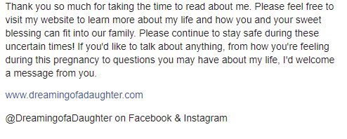 TayTayK02's tweet photo. I want to adopt! I’m #DreamingofaDaughter! If you, or someone you know, is contemplating adoption for your unborn baby girl(s), I’d love to get to know you!
#adoption #adopting #babygirl #multiples #openadoption #adoptababy #lookingtoadopt #infantadoption #becomingamom https://t.co/Z4kKqNlpJN