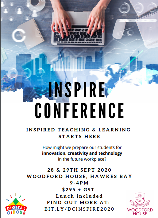 EXCITING NEWS...

The Inspire Conference is back for 2020! 

Kaupapa: How might we, as teachers, prepare our students for the innovation, creativity &amp; technology in future workplaces?

2 days full of growth &amp; learning- join us and fill your kete!

digitalcircus.org.nz/inspire-confer…