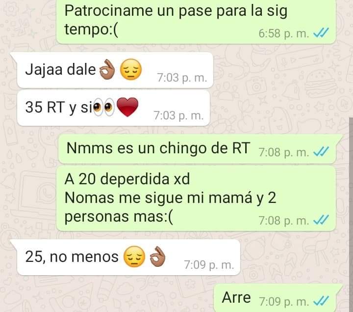 25 RT para que le compren un pase a esta humilde persona, hoy por mi mañana por ustedes):
<a href="/MegariflesCR12/">TJ Megarifles</a> <a href="/blitzCR_mx/">Gayming</a> <a href="/FrancoD_Cr/">T.A FRANCO</a> <a href="/enrique132002/">Enrique</a> <a href="/jajajajajajaCR/">Bgama🏆</a> <a href="/AyudaALaComuni1/">Ayuda A La Comunidad De CR</a> @RTFreeCR1 <a href="/PromotionsXo/">Promotions RT'S Xo</a>