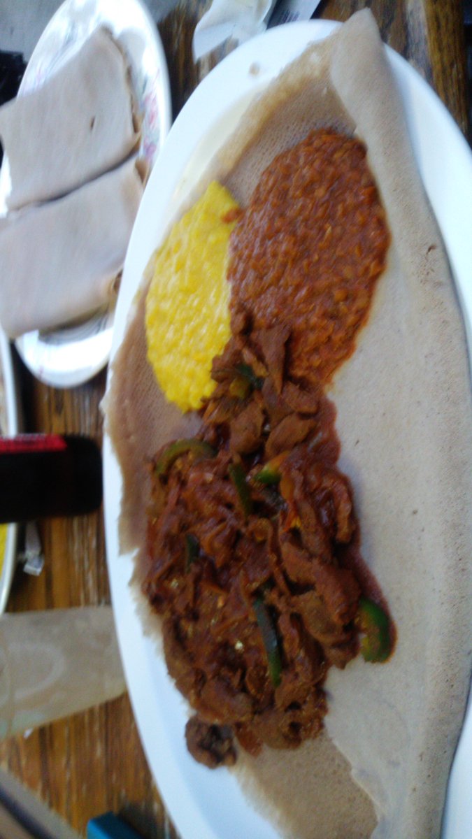 fredex34's tweet photo. @OSPyoutube After the Ethiopian video you guys made. I recently visited my local Ethiopian restaurant. Blue was right, that weird bread was delicious :)) https://t.co/D00y9VcyHr