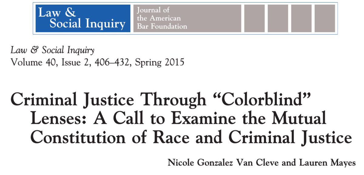 454/ "Astoundingly, implicit stereotypes ... often conflict with an individual's consciously held beliefs... When one considers the shift from overt racism to colorblind racism, the effects of these biases within the criminal justice system are often obscured."  @nvancleve