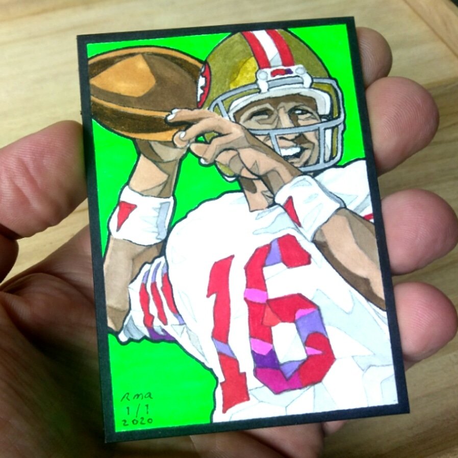 Joe Montana #aceo #sketchcard #NFL #NFLart #drawing #miniature #penandink