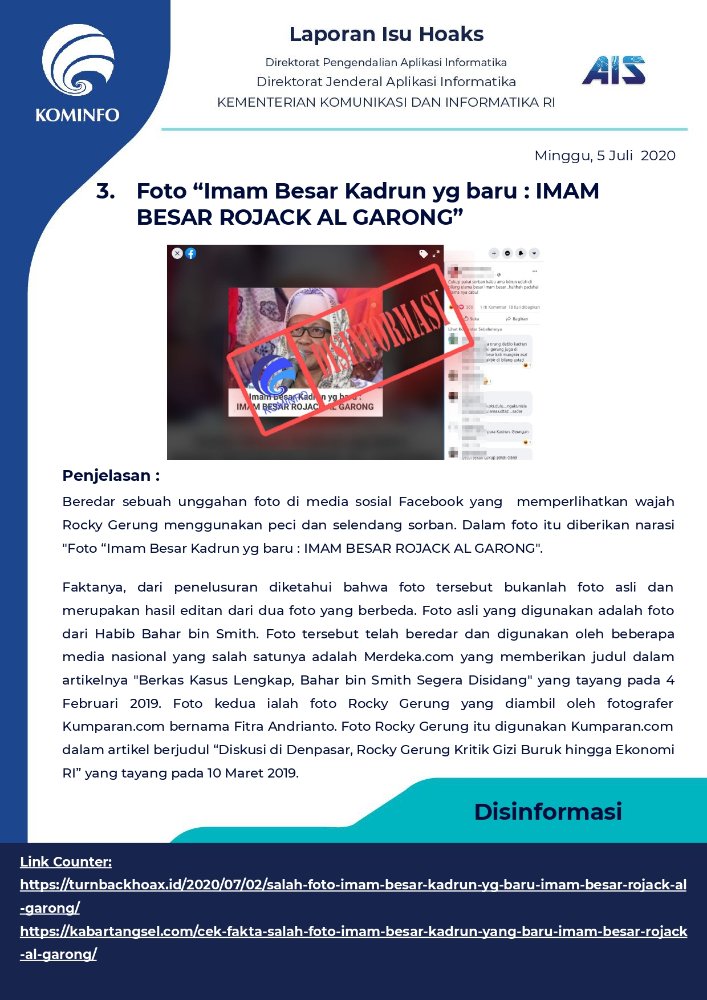 ppid_sukoharjo's tweet photo. Laporan Isu Hoaks, Minggu 5 Juli 2020
@ganjarpranowo
@provjateng
@ppid_jateng
@kominfo_jtg
#ppid
#ppidskh
#ppidskh2020
#isuhoaks
#cucitanganpakaisabun
#JagaJarak
#pakaimasker
#LawanCovid19 https://t.co/yE3ZyAIVtK