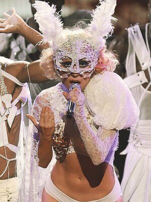 So they claim those are horns of the devil or some shit but they’re actually bunny ears since that picture was for the rehearsal of her 2009 MTV VMA performance.