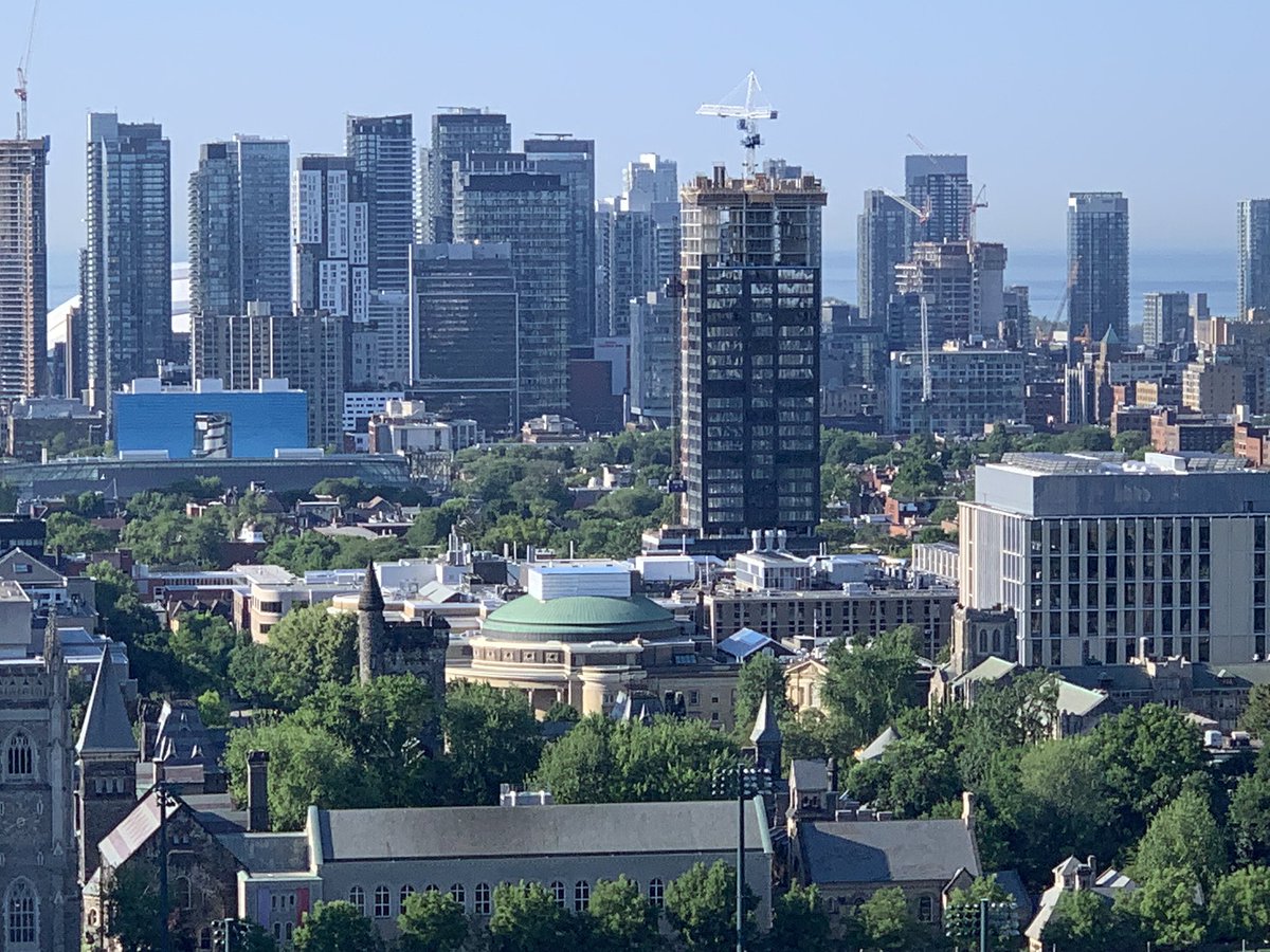 UrbanForme's tweet image. Does this new tower under construction look a little out of place to you?  Low-rise surrounds it on College St.  Who approved this built form here?