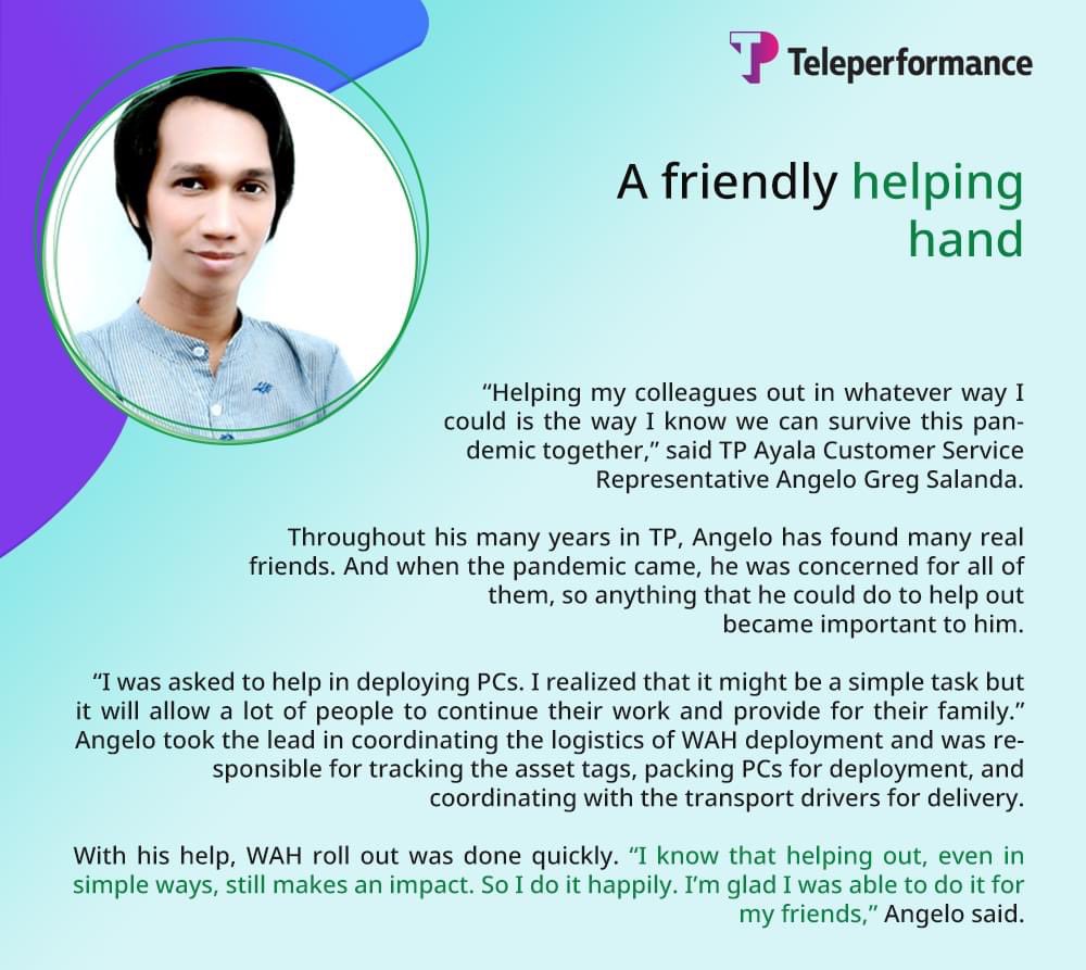 WeAreTPinthePH's tweet photo. Angelo of TP Ayala was very helpful in times of need. He is always one of the first to volunteer to help to get the job done whenever a large task comes in.
#TPheroes #TPStrong #WeHealAsOne #FightCOVID19 https://t.co/vKf2Ngfs6q