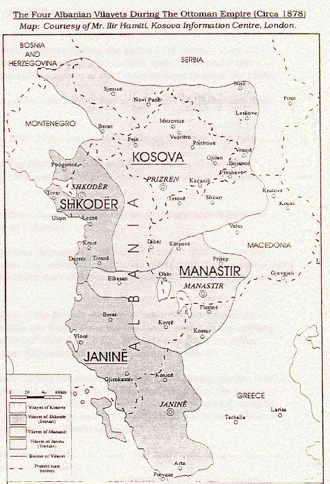 now if we compare the maps below which represents albania during the ottoman empire | 1479 - 1912 - it shows an identical boarder alignment with ethnic albania including kosovo | greater albania