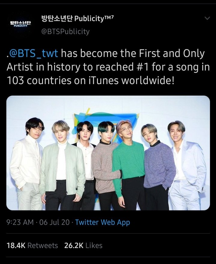 Setelah permasalahan-permasalahan kemarin, selalu saja ada kabar baik yang tidak tanggung-tanggung seperti ini 😁
💜💜💜💜💜💜💜💜
FIRST AND ONLY ARTIST IN HISTORY
keren banget <a href="/BTS_twt/">방탄소년단</a> 
BTS WORLD DOMINATION 
#DidOurThing
#BTSiTunesRecord
#BlackSwan103 
<a href="/BTS_twt/">방탄소년단</a> 
Btw udah 104 😂