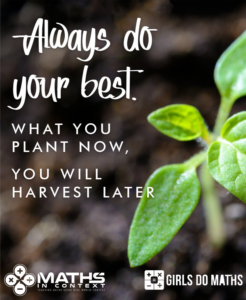 NajmaMathsTutor's tweet photo. "Always do your best. What you plant now, you will harvest later."
#mathsincontext #girlsdomaths #womeninstem #motivationalquotes #pgcemaths #teachertraining #NQTteachers #teachtotrain #gcsemaths #alevelmaths #igcse #growthmindset #mathematics #blacklivesmatter #mentoring https://t.co/zAZ0J0M2cw