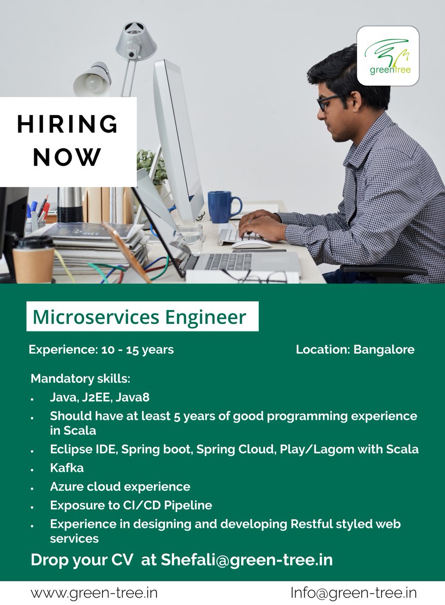 GreentreeLtd's tweet photo. #HiringNOW📢
Microservices Engineer
#Bangalore

✅ Like
🚀 Share
🤘 Refer a Friend

Tags:
#microservers #sqldeveloper #cloud #scala #lagom #eclipseide #springboot #javadeveloper #j2eee #java8 #javadevelopement #hiring #jobseekers #jobalerts #recruitmentconsultants #hrmanager https://t.co/CakliqiKWk