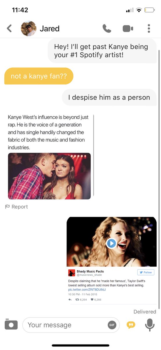 Shining_Swiftie's tweet image. I’m in a bumble war with a Kanye fan 😂 #taylorswiftmadetaylorswiftfamous