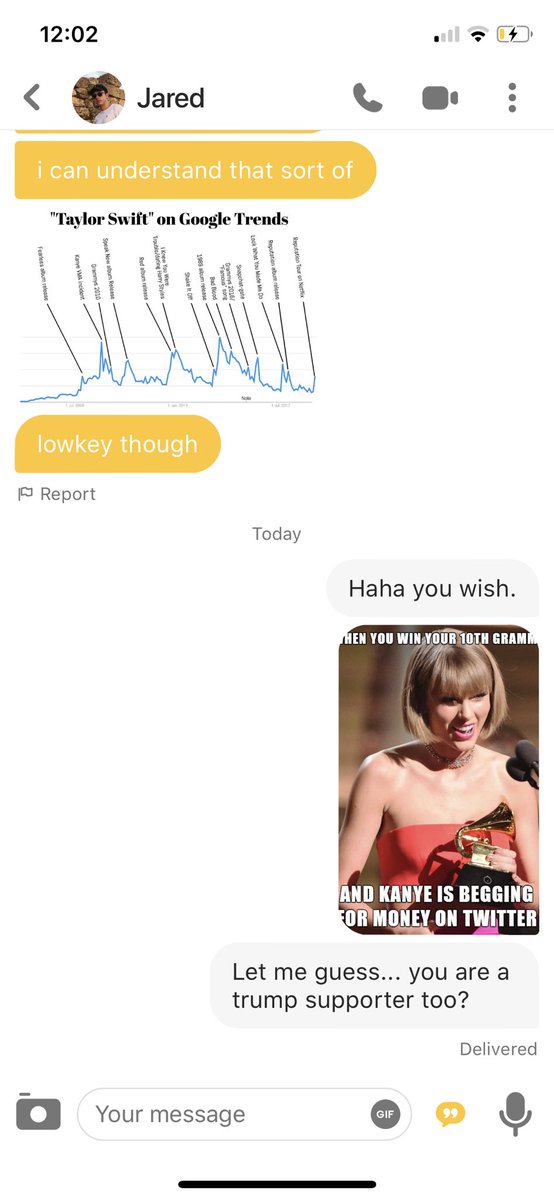 Shining_Swiftie's tweet image. I’m in a bumble war with a Kanye fan 😂 #taylorswiftmadetaylorswiftfamous