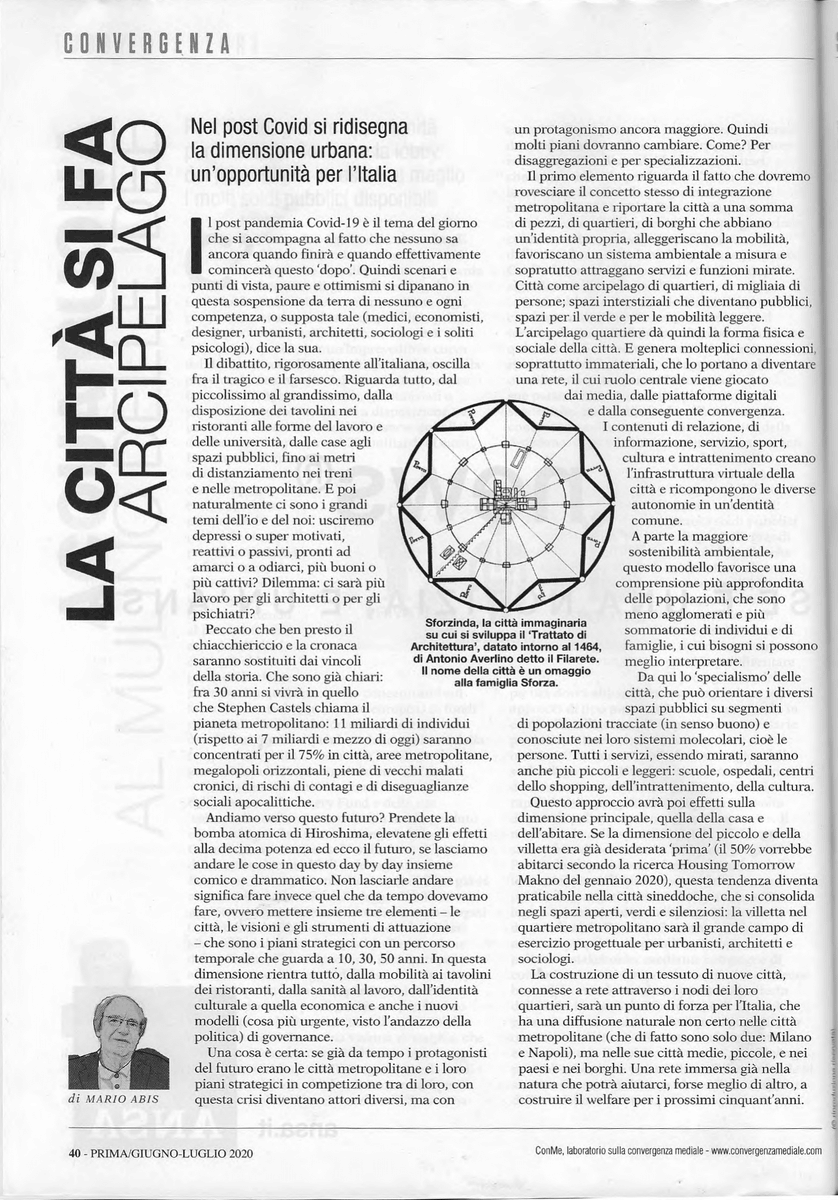 abismario's tweet photo. #TreTweetTre
Nel post Covid-19 si ridisegnano le dimensioni urbane, le città diventano arcipelago e questa è una nuova opportunità per l'Italia. Mentre ci dividiamo tra virologi e economisti, la storia ci precede e ci impone di prendere delle decisioni. https://t.co/CTaEWrGvUU