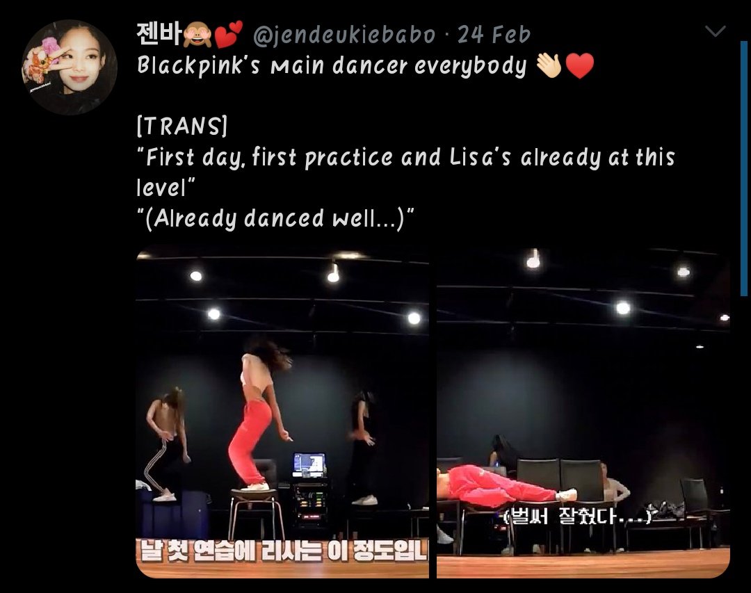 Another one he praise Lisa! He post good thing dance on ig with caption“Fist day of lisa dance practice!LISA a genius of learning and mastering”2 last pic is from good thing dance practice video on YT and he qoute on the video and here the trans! Make sure to read!