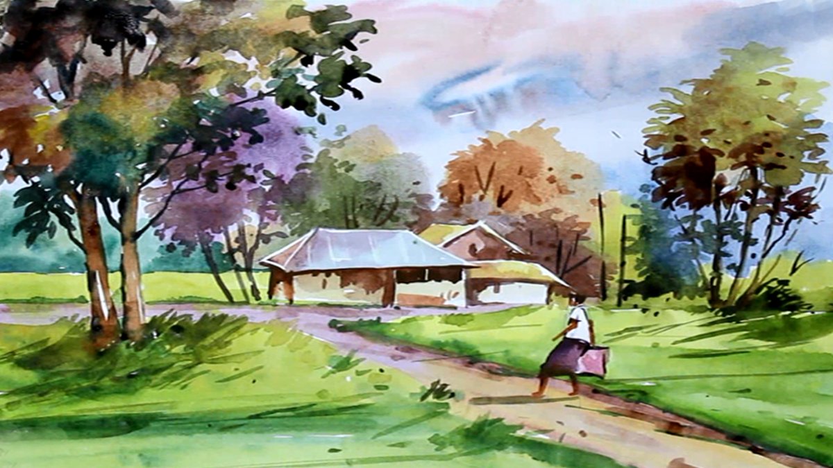 Featured image of post Village Beautiful House Scenery Drawing / 12×7.5 inch ) staedtler mars lumograph 8b pencil artline 10b, 6b, 8b pencil , apsara extra dark pencil.