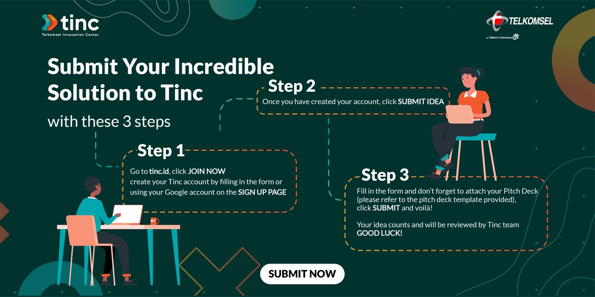 tinc_id's tweet photo. Follow these 3 simple steps to start accelerating your solution with Tinc. Don’t wait too long, submit your ideas through https://t.co/iB8lANU5t3!

#Tinc #TelkomselInnovationCenter #TincTelkomsel #Telkomsel #StartupIndonesia #IncubatorStartup #IncubatorIndonesia #TincBatch5 https://t.co/xtMS1FFzhP