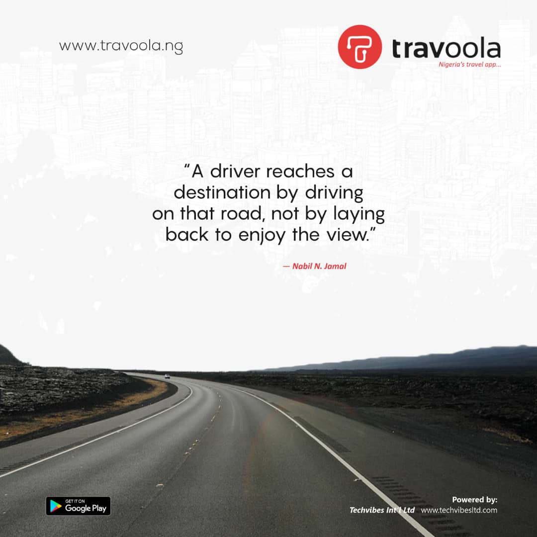 TravoolaNG's tweet photo. You won't achieve anything by envisaging and doing nothing but by taking purposeful steps towards your goals. So, get up and hit the road today!

Book your trips with Travoola!
DOWNLOAD the Travoola app via Playstore or Visit https://t.co/2BFB6kBDqt

#mondaymotivation #interstate https://t.co/pnHDIoidFc