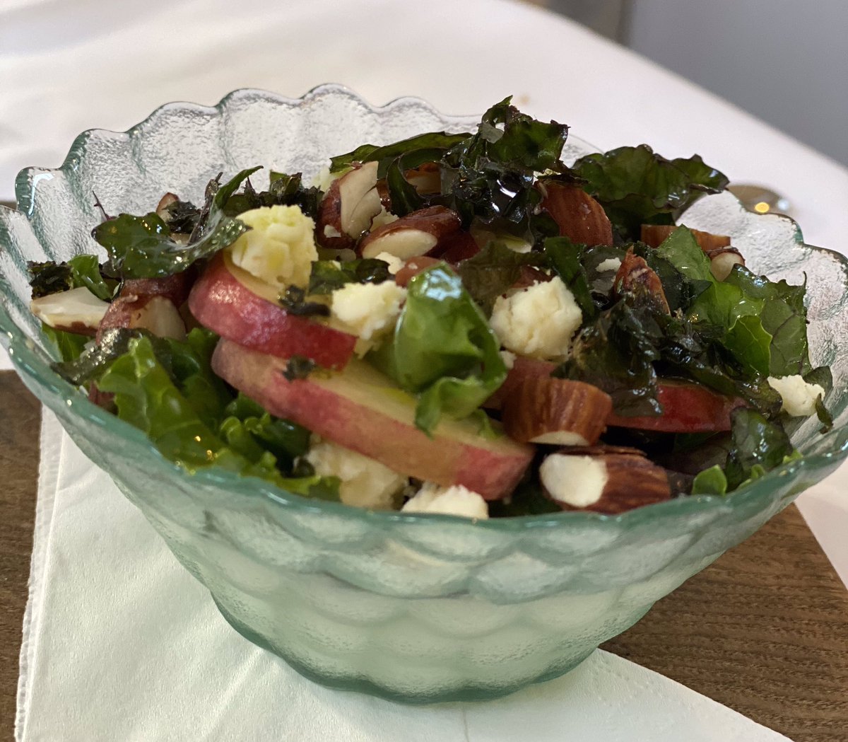 gnelis's tweet photo. I will be dreaming about this Young Buck pannacotta with kale, peach and candied almonds that I had @TanneryDungarva last night. The food @paulflynnchef and @SamBurfield are cooking is better than ever. The elderflower and lemon baked Alaska was 👌 too #thisisirishfood https://t.co/VeLiKSLArB