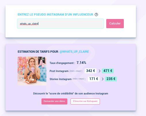 The Kolsquare team has developed its “Instagram Pricing Calculator”: a price estimate generator for influencers sponsored posts and stories on Instagram 🎯

► Get your first price estimation, available now ⬇️:   
kolsquare.com/en/kolculator-… 

#instagrampricingcalculator