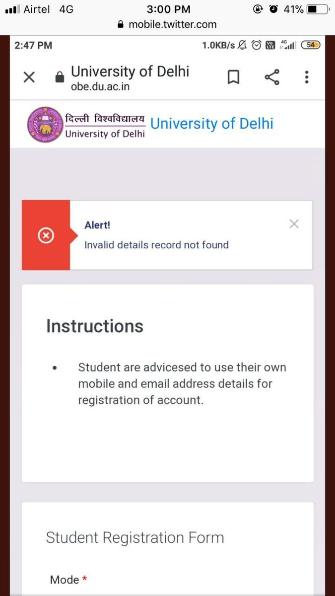 SachinNehra12's tweet photo. Can some one please tell me about my own details because I really don't know why I'm not able to register. 
#Duagainstonlineexamination
#PromoteStudentsInCovid
#DUAgainstOnlineExams https://t.co/U1I0mn22UD
