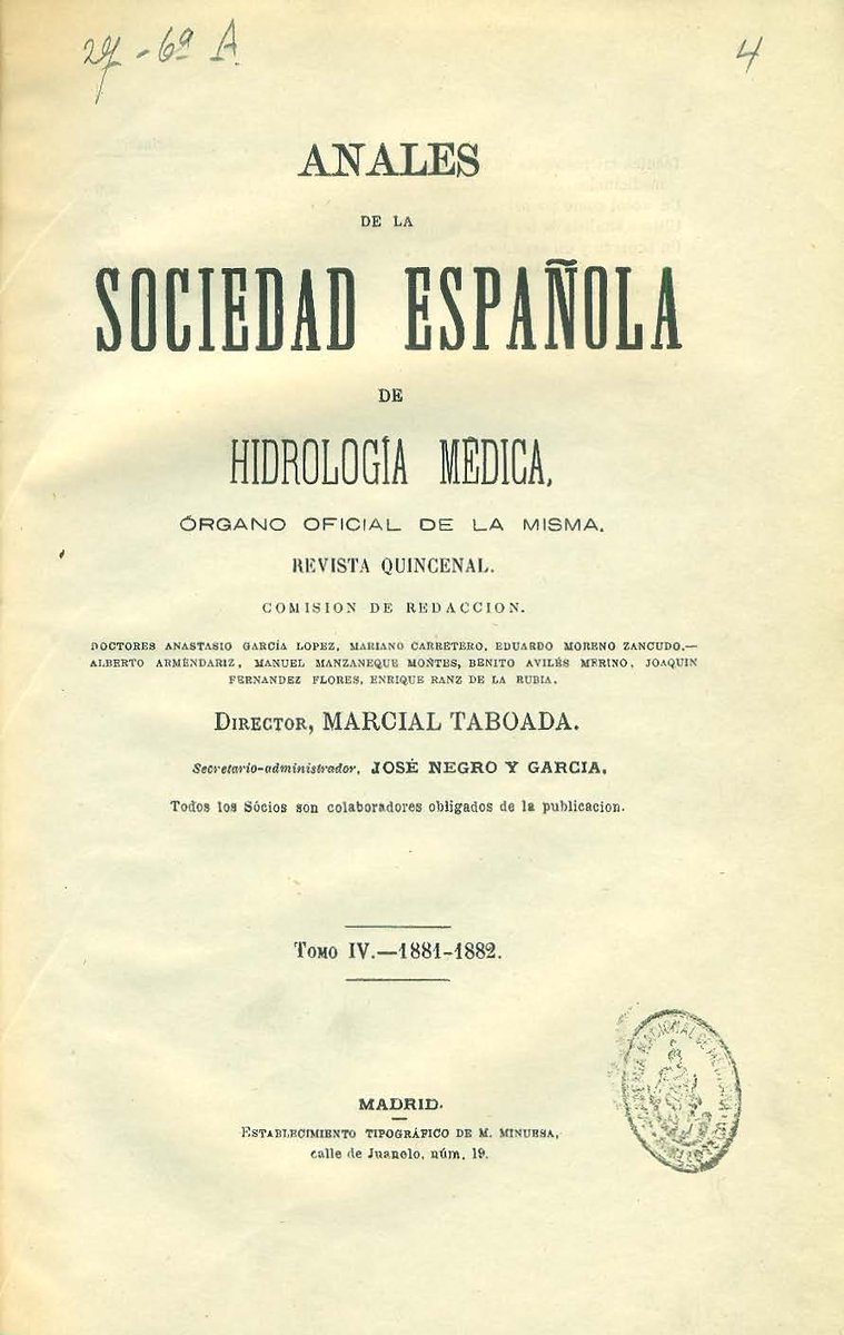 BibyArchRANME's tweet photo. Luis Ramón Gómez Torres: "Acción de las aguas de #CerveradelRioAlhama en la #sífilis . la #escrófula y la #tisis ". En: "Anales de la Sociedad Española de #Hidrología #Médica " (1881) #LaRioja @ranm_es
#terapéutica @PropylaeumAnt
https://t.co/oE47Pu4xCi https://t.co/GSYAhbaVoM