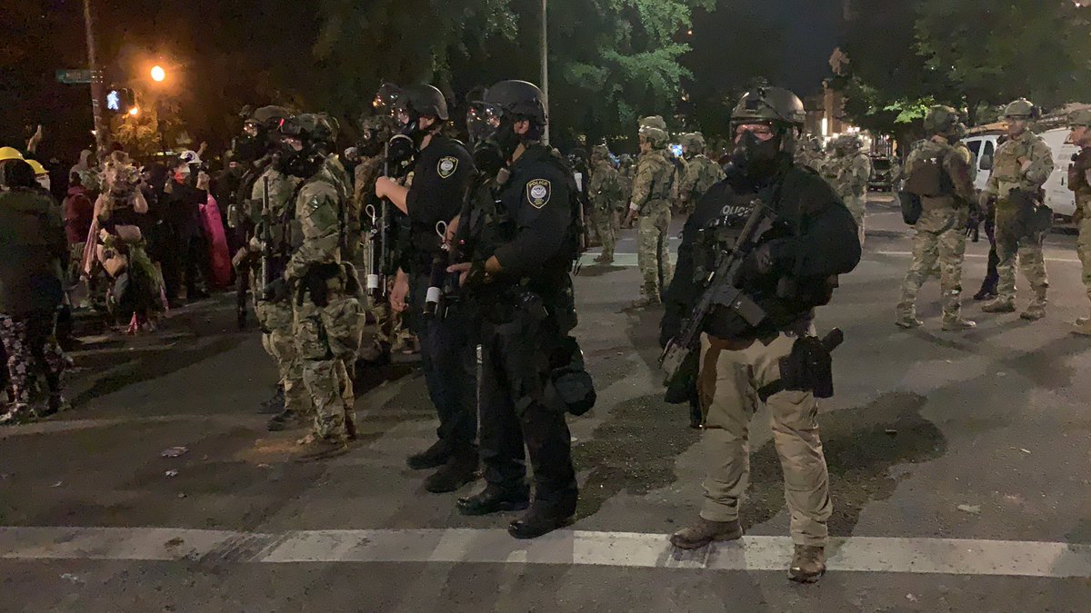Here’s a photo of some of the DHS FPS folks. At this point I’m like, “hell, bring back PPB, at least they are not supposed to use tear gas or arrest me (per the TROs).”