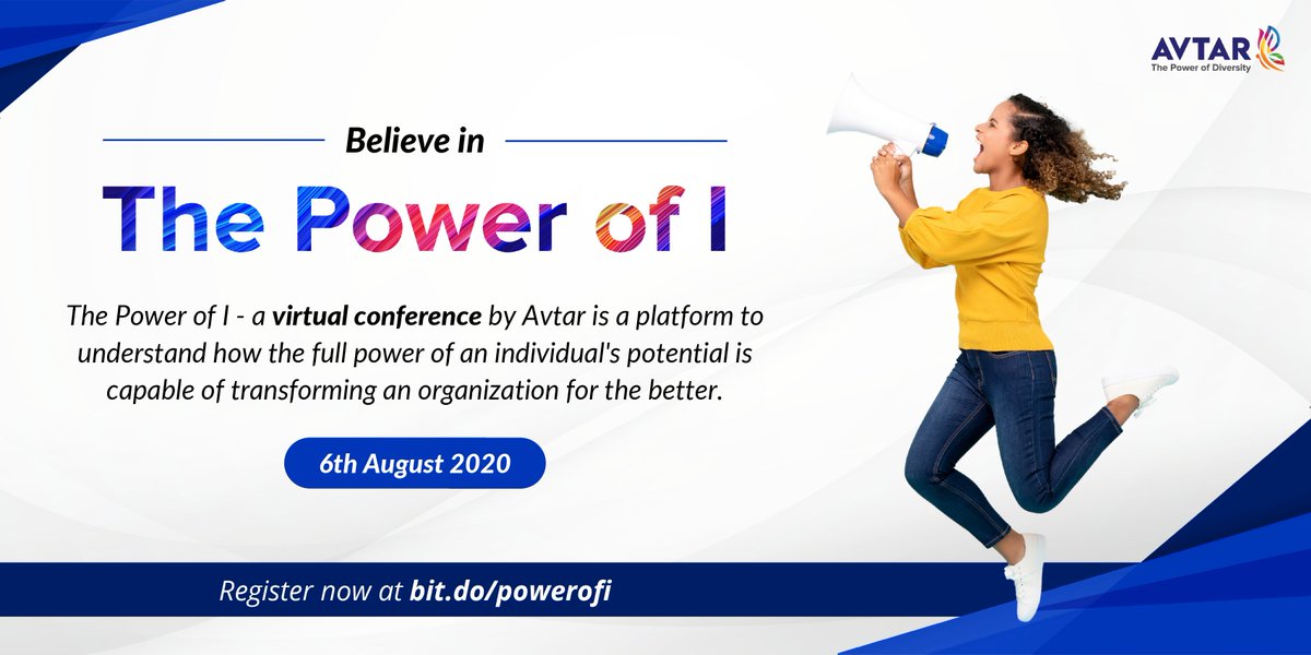 avtarcc's tweet photo. Avtar is organizing The Power of I - a #VirtualConference on 6th August. The Conference is a virtual platform to acknowledge the power of one as critical for personal transformation and subsequently for organizational transformation.

Register now at https://t.co/q78x4r7Qy6 https://t.co/nhhQ8dvzwW