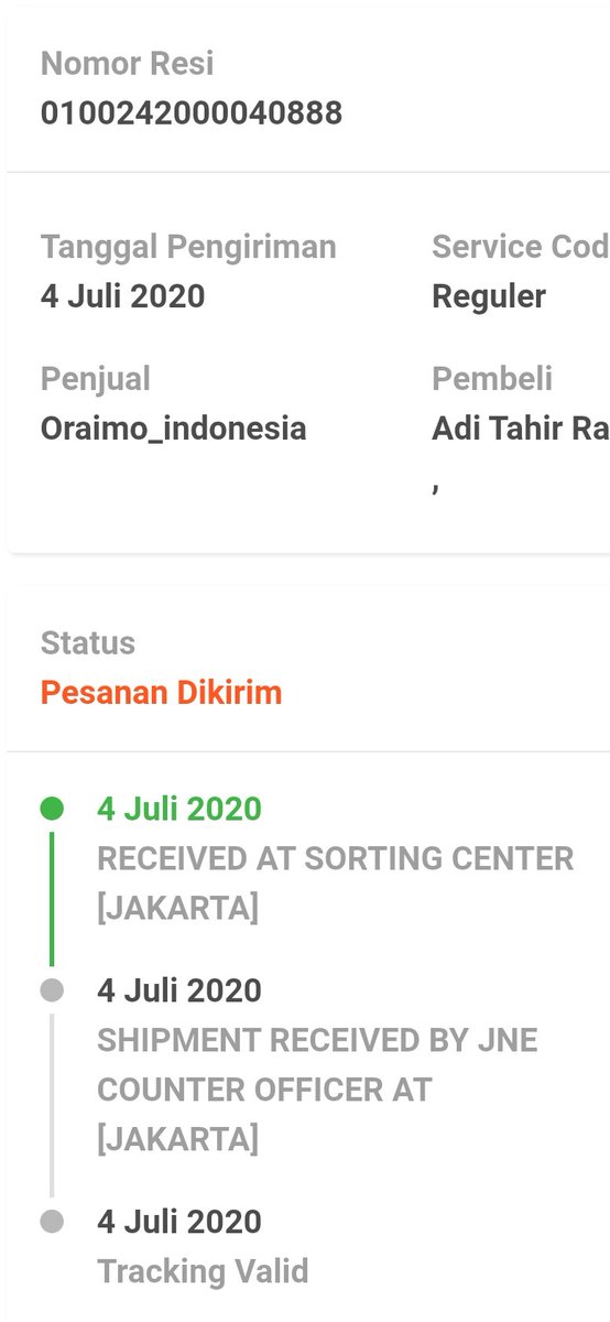 therealaditar's tweet photo. @JNECare Min mohon bantuan untuk cek ya, dari hari Jum'at statusnya stuck disitu mulu, terima kasih https://t.co/xxLtvEOVQe