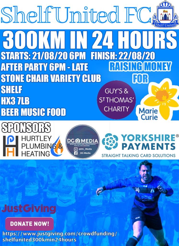 ShelfUnited's tweet photo. As a club we are taking on the tough challenge of running 300km in 24hours for 2 charities close to the club! Please help support - https://t.co/6iriJpabmt https://t.co/1fQy1otRO9