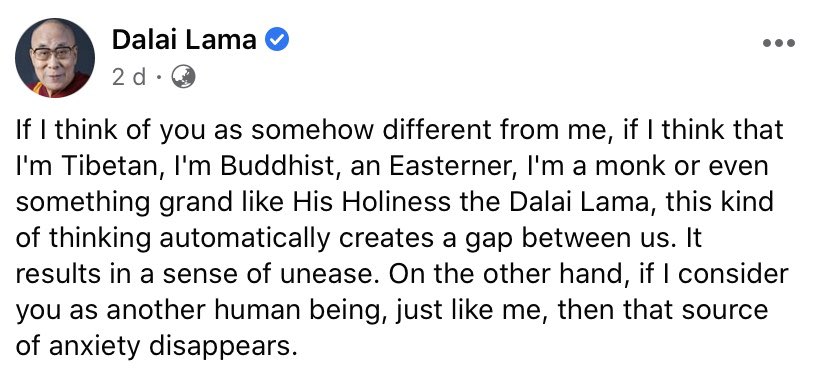 NilzaBalti's tweet photo. We always see other human being in a role ( boss  , junior , subordinate , senior , leader , wife/husband , worker ) and never as a fellow equal  human being  and thus can never be our true authentic self .

Thank you for the reminder . HBD https://t.co/MzR9f9GnTb