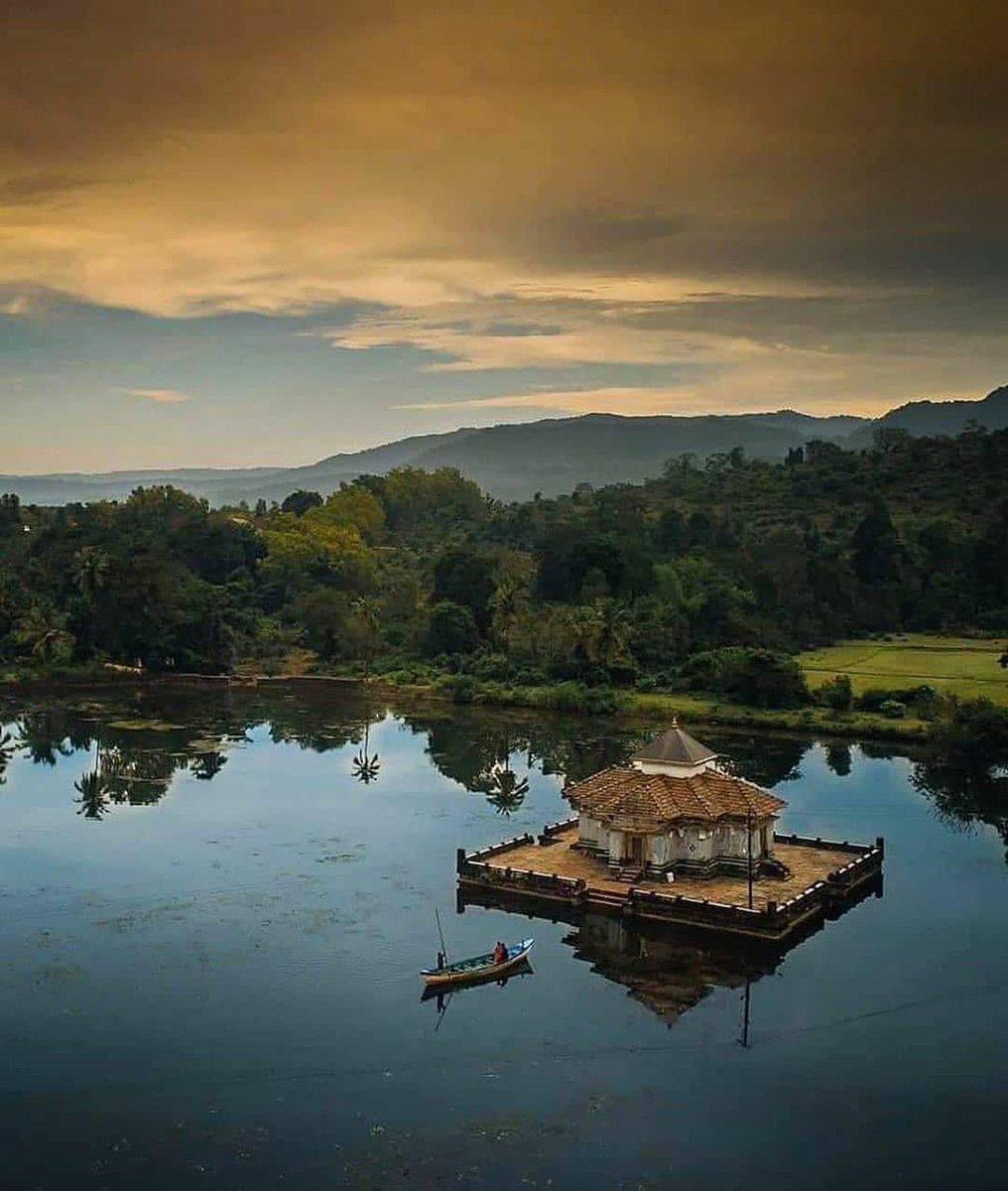  Breathtaking Varanga Kere Basadi Temple, Karkala,Karnataka850yr old JainTemple dedicated to Lord Parshwanatha,23rd Teerthankara & Goddess Padmavati nestles in the middle of Scenic Varanga lake where priest has to take a boat ride everyday to reach &perform daily pooja1/3