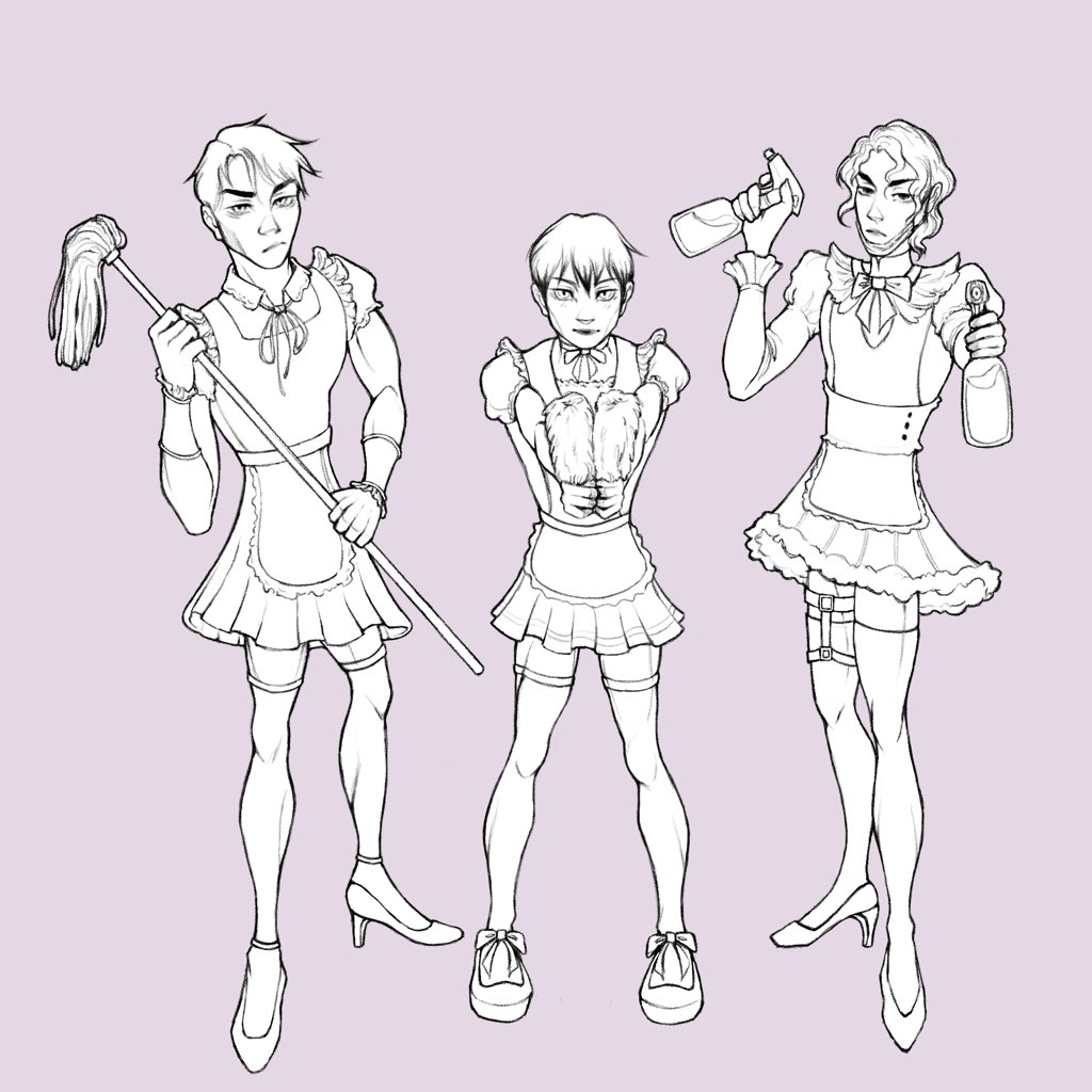 pianodraws's tweet photo. self indulgent drawing of my favorite trio that i *maid* for @Narcy_zus courtesy of HVC discord server 🤟 #haikyuu #haikyuufanart #sakusakiyoomi #ushijimawakatoshi #kitashinsuke https://t.co/uI5tei75DJ