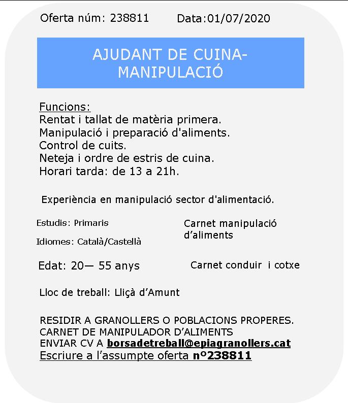 FPescolapiaGrn's tweet photo. Nova demanda de les empreses. Dues noves #ofertes de #feina, perfil ajudant de cuina i recepcionista amb #anglès.

Si estàs interessat/da envia un correu borsadetreball@epiagranollers.cat, truca al 93 879 43 14 o envia un WhatsApp al 636 27 59 42.

#fpescolapia #valles https://t.co/60kIFua3t4