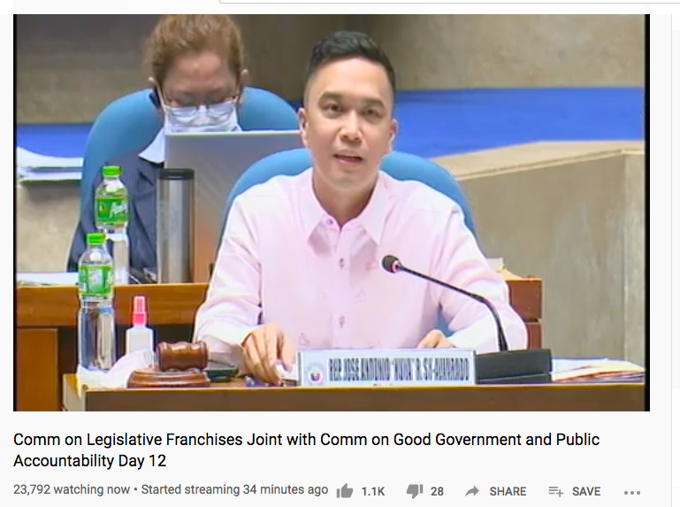 "Please don't attack us personally, esp. in social media," says committee hearing chair, echoing request of Rep. Defensor for the public not to be "biased." He enumerated hundreds of thousands of views and reach of posts "bashing" lawmakers against  #ABSCBNFranchiseRenewal.