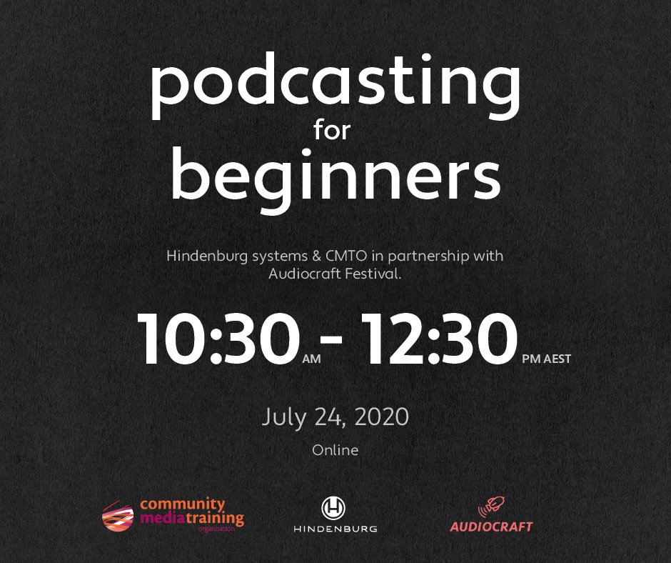 You’ve got a great idea for a podcast, but don’t know the first thing about recording and editing?
This hands-on workshop for beginners gives you all the basics, so you can independently record, edit and publish a great-sounding podcast.
Get tickets here: buff.ly/2YZMbYc