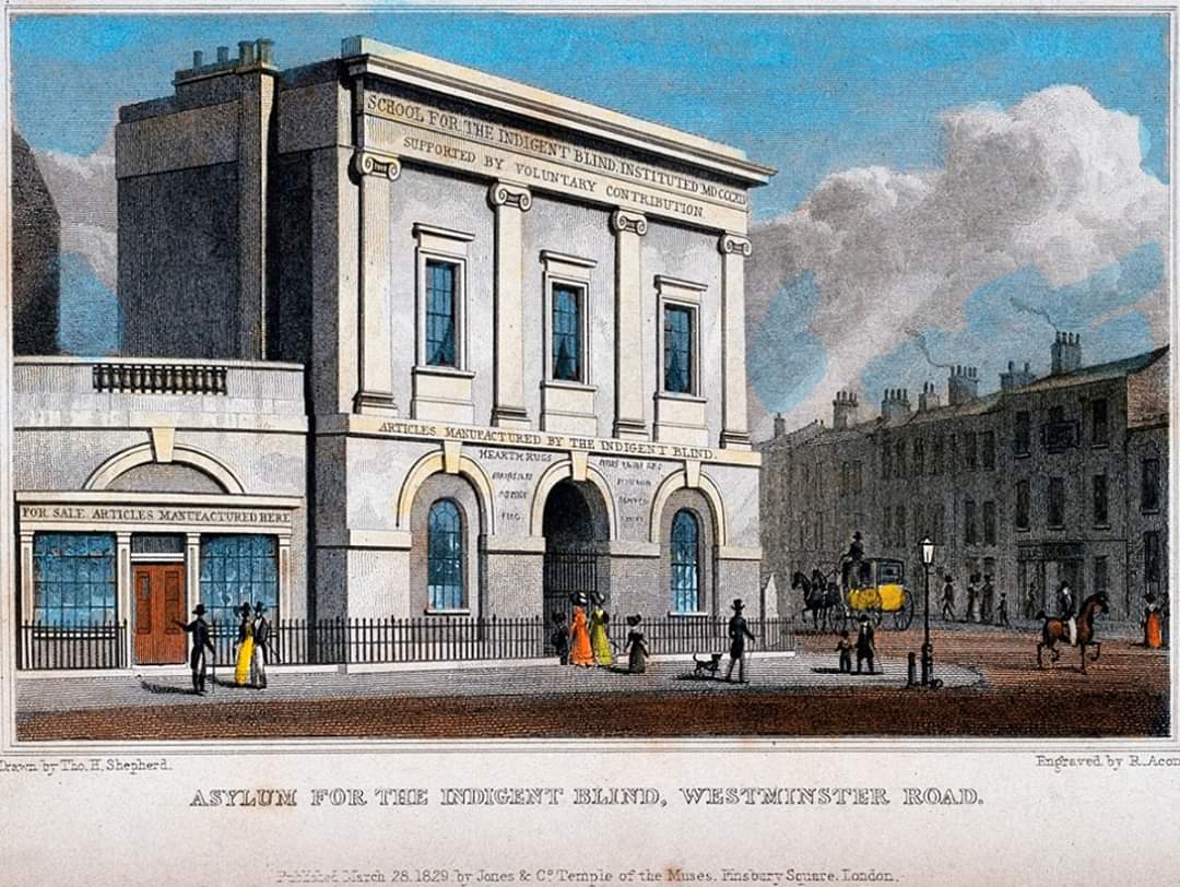 The modestly talented architect who designed the School in dull neo-classical style, with Ionic pilasters on the piano nobile, was George TappenThe second print made in 1829 after a drawing by the prolific Thomas Hosmer Shepherd, gives us a slightly different point of view