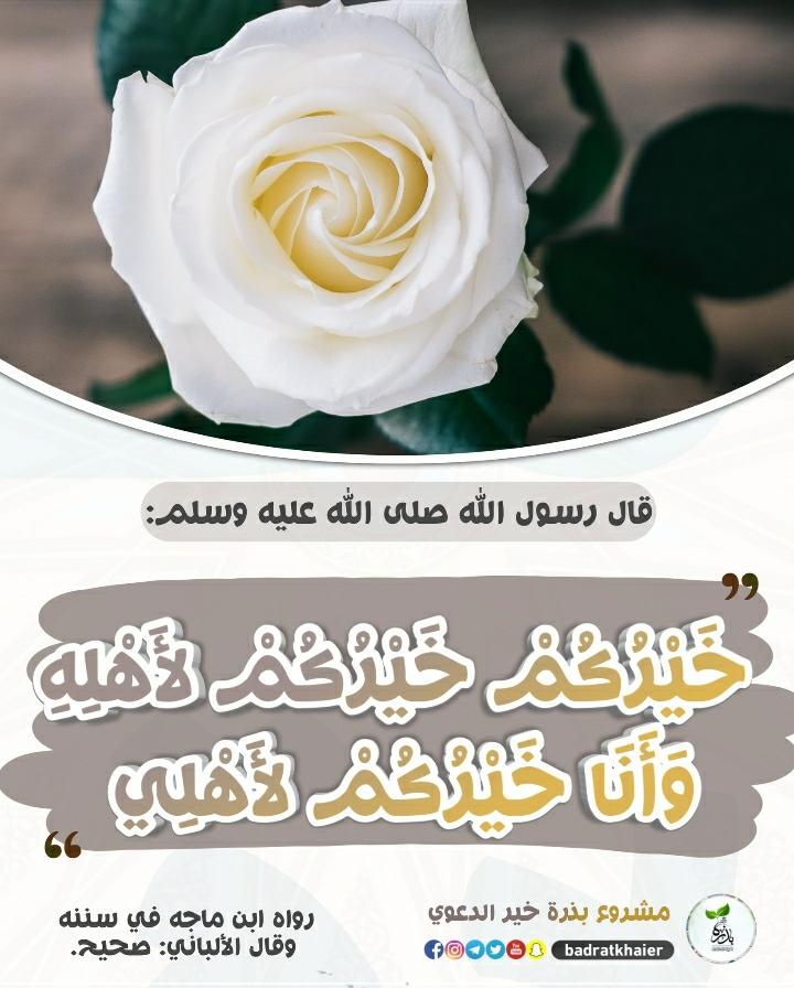 #اليوم_العالمي_للحب 
قال المصطفى عليه الصلاة والسلام:
"خيركم خيركم لأهله، وأنا خيركم لأهلي".

#صباح_الخير #صباحيات