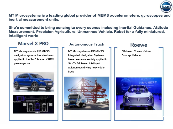 mtmems's tweet photo. MT Microsystems' INS GNSS Integrated Navigation Systems have been successfully applied in SAIC's 5G-based intelligent autonomous driving heavy duty truck, congratulation!! https://t.co/orzMMDMqS8