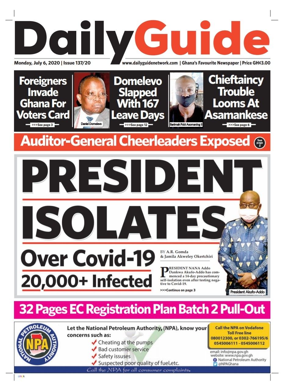DAILY GUIDE NEWSPAPER FRONT PAGE