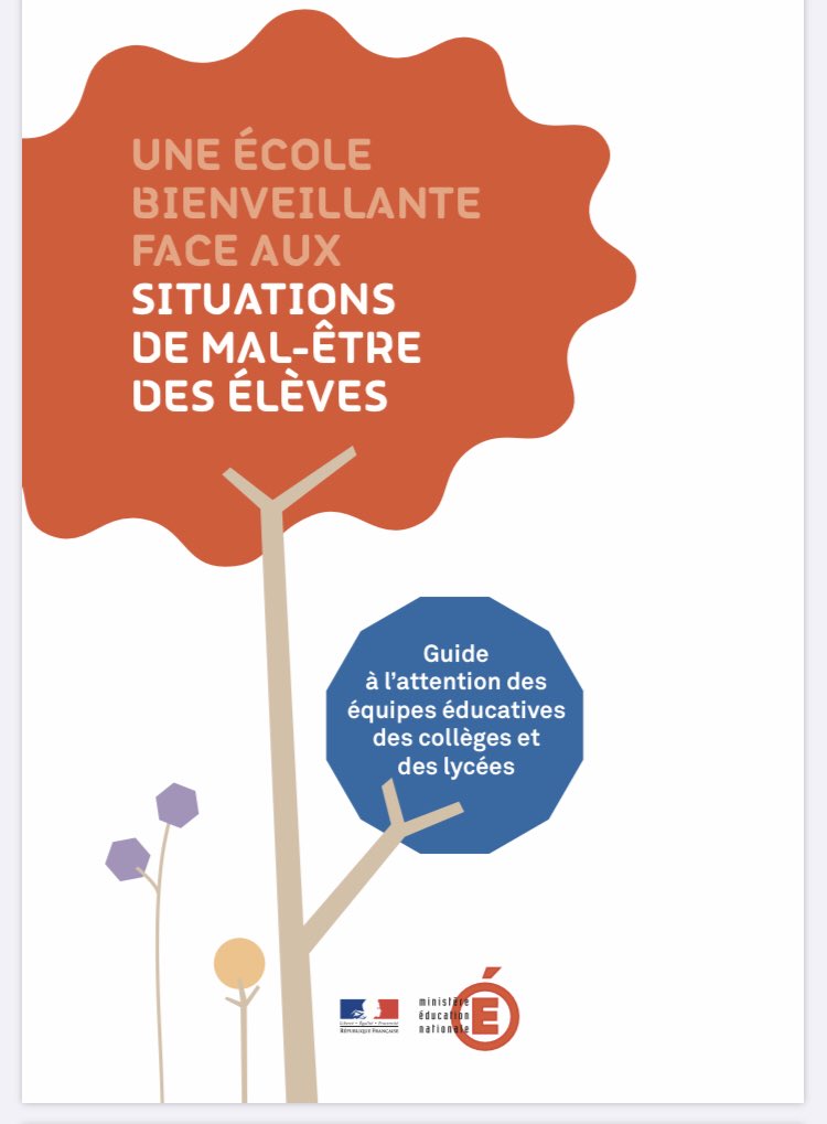 Un élève va mal ... Que se cache-t-il sous cette petite phrase mille fois entendue ? Comment agir concrètement ? 

Une démarche en 3 temps 
- ce que l’on voit
- ce que l’on entend
- ce que l’on fait 

Un guide utile à connaître et diffuser👍 cache.media.eduscol.education.fr/file/Actu_2014… ⁦<a href="/Eduscol/">éduscol</a>