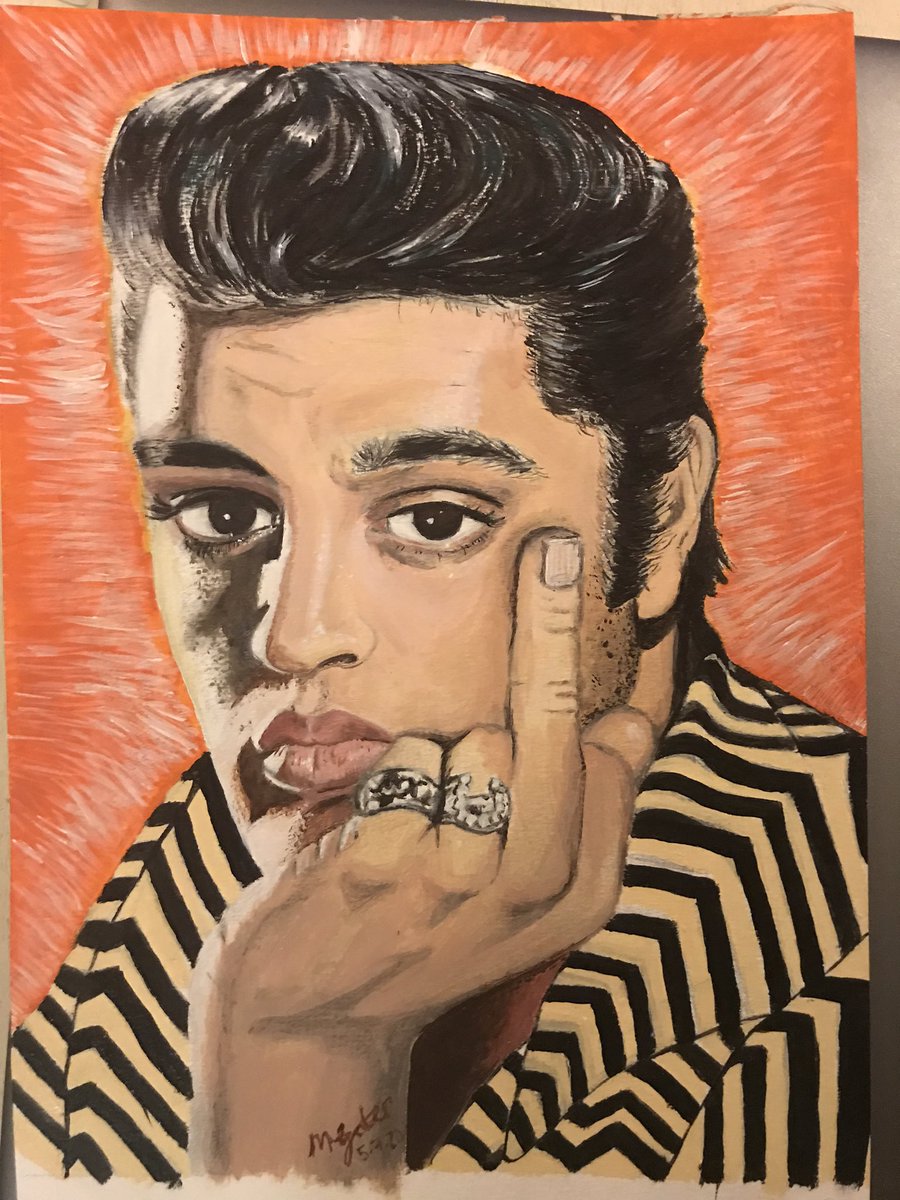Martine24456748's tweet photo. An Elvis request! Had to give him some attitude #art #elvispainting #ArtistOnTwitter #artistspotlight #elvisportrait #paintingoftheday https://t.co/zrHQEPqizQ