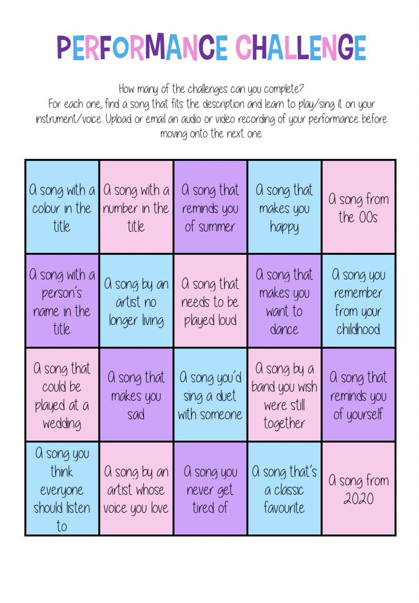 This week, send Mrs Kirkman a performance of a song that needs to be played loud!