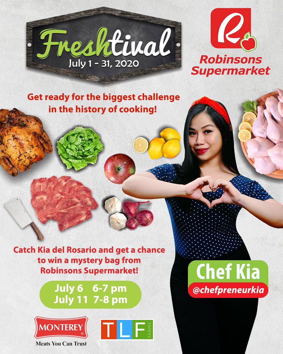 kumuPH's tweet photo. COOKING TIME mga kumars sa Freshtival! 😚 Tune in to @ChefpreneurKia

- July 6 from 6-7pm
- July 11 from 7-8pm

for a chance to win a MYSTERY BAG FROM ROBINSON'S 😯🤤 Gusto ko makita ang FRESH mong face! 😘💖 @RobSupermarket #KumuPH

I-KUMU na yan
https://t.co/R2oOwX9Qz8 https://t.co/xuudz8aM7z