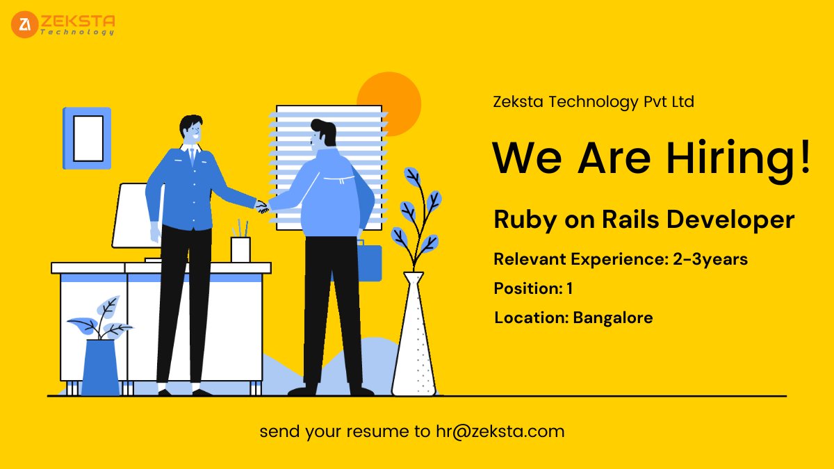 ZekstaTech's tweet photo. WeAreHiring {
Position: Permanent
Style: Bold
Type: Awesome
}
Join Our Team!!
#RubyOnRails #WeAreHiring #Recruitment #HiringNow #RubyOnRailsDeveloper #ROR #RORdevelopment https://t.co/VrxCyX5IYC
