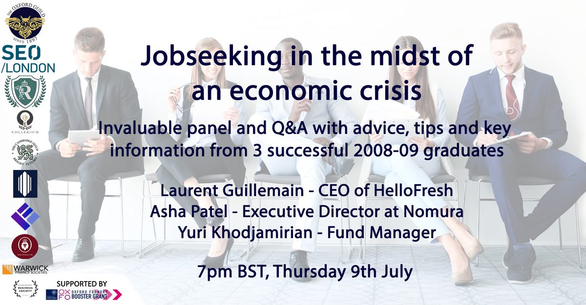 We  are delighted to be hosting a highly relevant panel discussion with SEO, and Redbrick Ivy, about "Jobseeking in the midst of an Economic Crisis" on Thu 9th July at 7pm BST
Please register here ASAP: forms.gle/ugcc5Zy1urWrE4…
facebook.com/events/2772263…